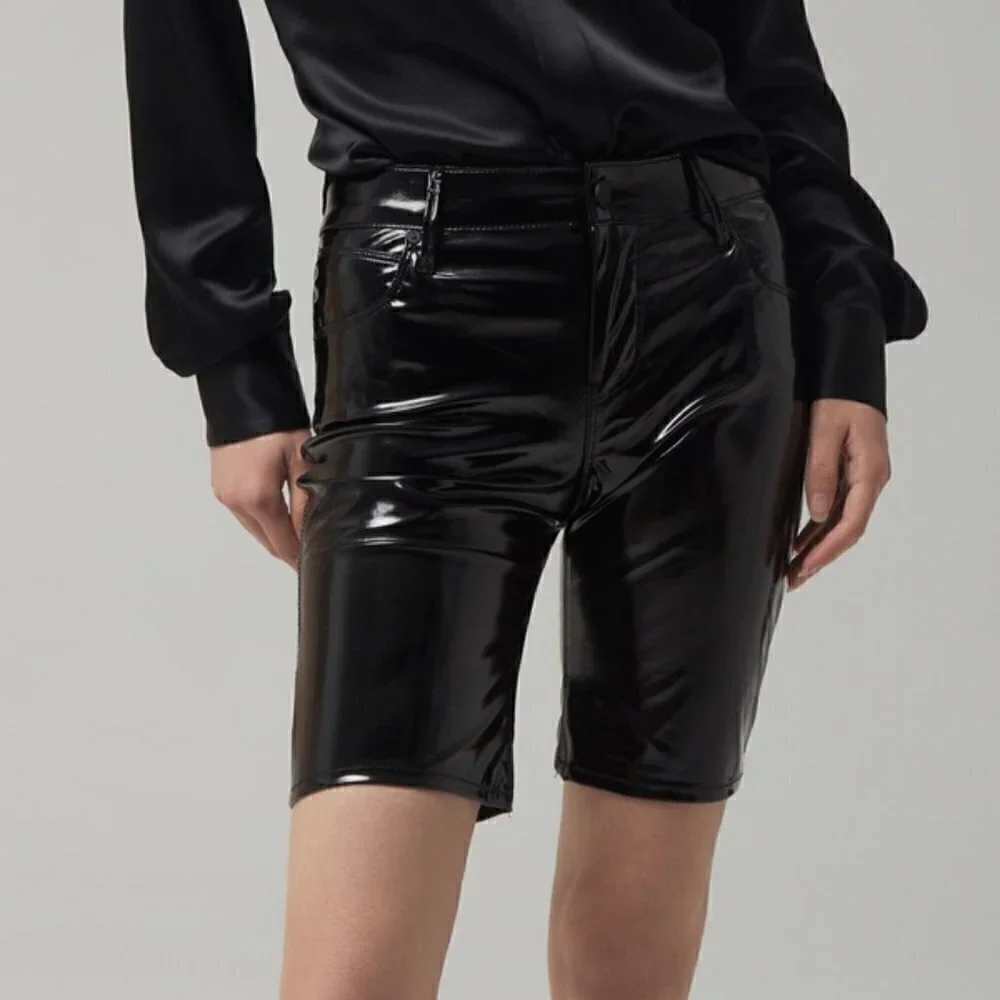 RtA ​Toure Coated Vinyl Finish Bombette Black Shorts NWT Size 30